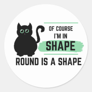 Sticker Rond Gros Chat Rond Noir Chat En Forme Ronde