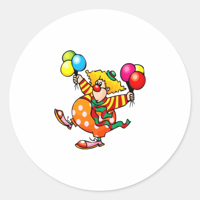 Sticker Rond Gros clown avec ballons (Devant)