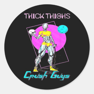 Sticker Rond Gros Coiffures Les Gars Broyeurs Poids Bodybuildin