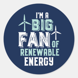 Sticker Rond Gros fan de jeux d'énergie renouvelable amusants p