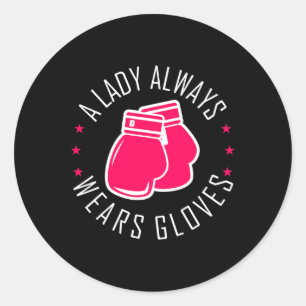 Sticker Rond Gros Gants Roses En Boxe Pour Femme Chemise Boxer