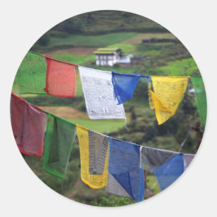 Sticker Rond Gros plan de drapeaux de prière