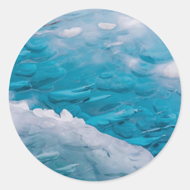 Sticker Rond Gros plan sur de la glace bleue (Devant)