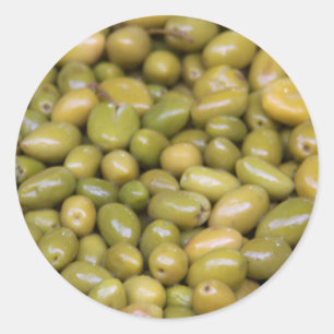 Sticker Rond Gros plan sur des olives vertes