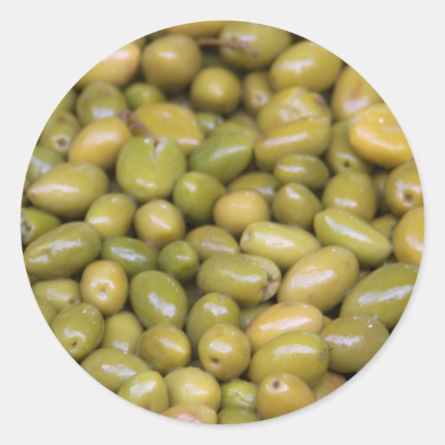 Sticker Rond Gros plan sur des olives vertes (Devant)