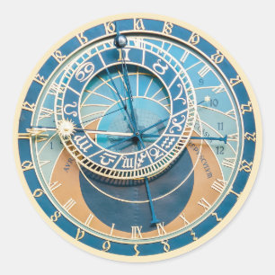 Sticker Rond Gros plan sur l'horloge astronomique de Prague, R.