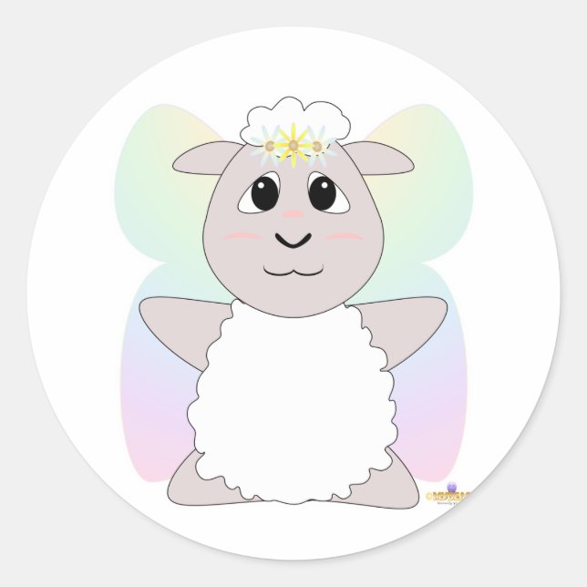 Sticker Rond Grosse Fée Blanc Mouton (Devant)