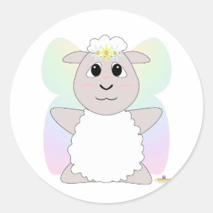 Sticker Rond Grosse Fée Blanc Mouton