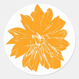Sticker Rond Grosse fleur orange
