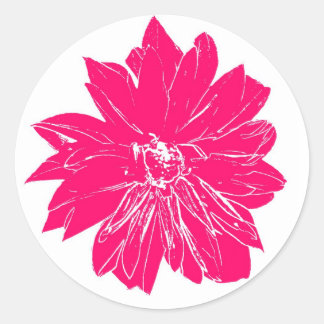 Sticker Rond Grosse fleur rose