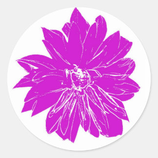 Sticker Rond Grosse fleur violette