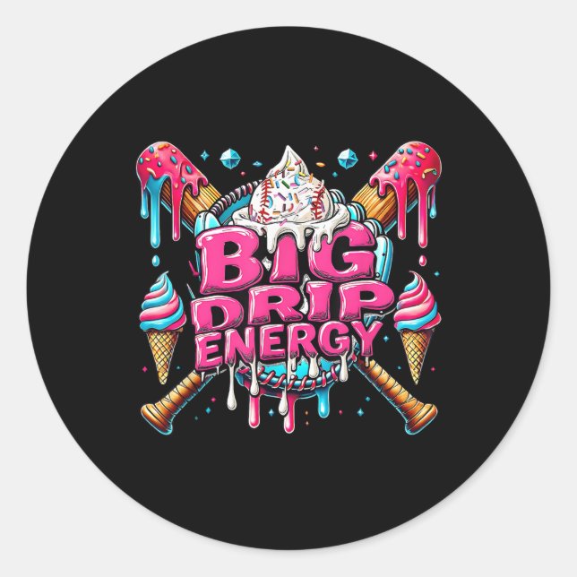 Sticker Rond Grosse goutte d'énergie de base-ball goutte de gla (Devant)