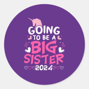 Sticker Rond Grosse soeur Coeurs Unicorne 2024