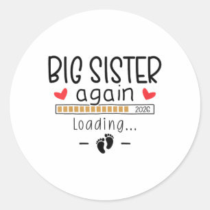 Sticker Rond Grosse Soeur de nouveau 2026 Baby 3 Grossesse Anno
