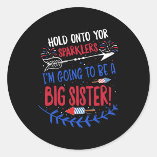 Sticker Rond Grosse Soeur Sparkler 4 juillet Grossesse Annonce