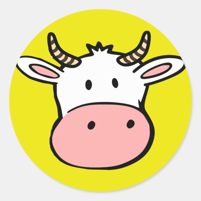 Sticker Rond Grosse vache caricaturale (Devant)