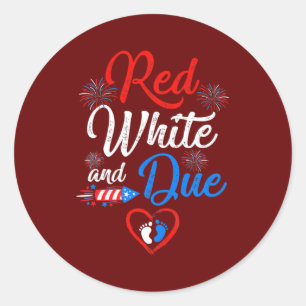 Sticker Rond Grossesse Rouge Blanc Et 4 juillet