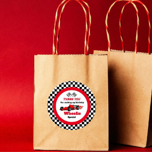 Sticker Rond Grossissant DEUX Fast Race Car Boy 2e Anniversaire