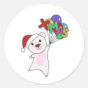 Sticker Rond Grotte de Noël Polonaise Animaux d'hiver de neige 