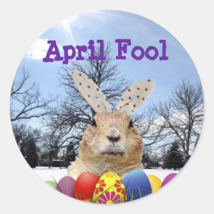 Sticker Rond Groundhog April Fool Day