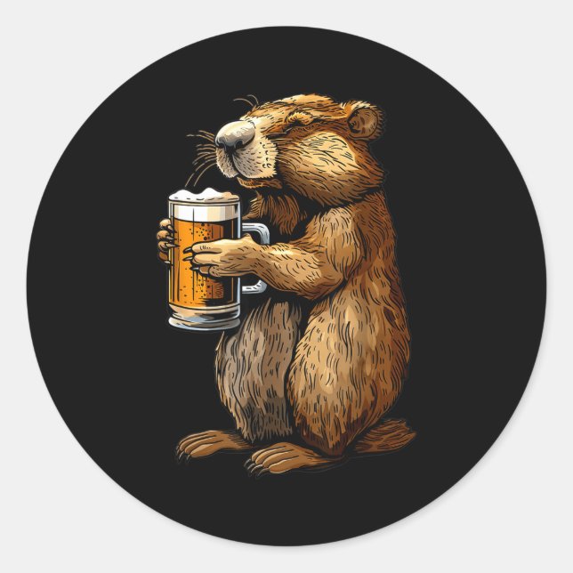 Sticker Rond Groundhog Beer  (Devant)