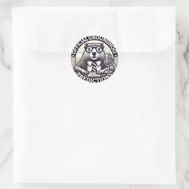 Sticker Rond Groundhog Day Predictions - Marmotte Météo (Sac)