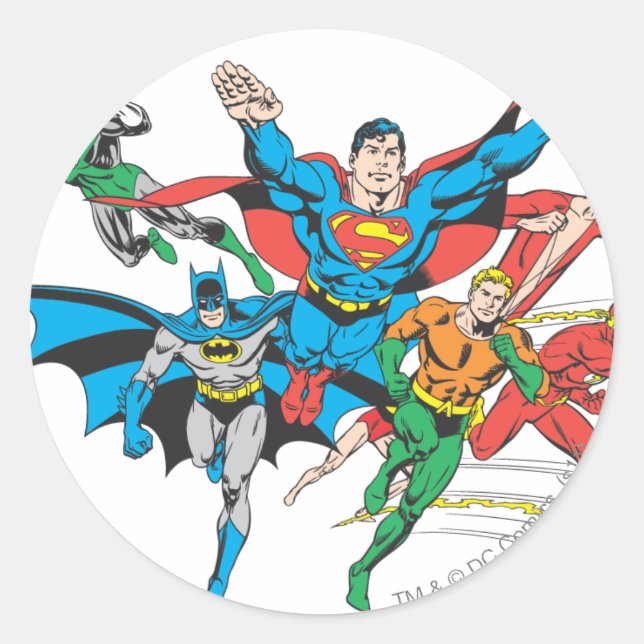 Sticker Rond Groupe 4 de la Justice League of America (Devant)