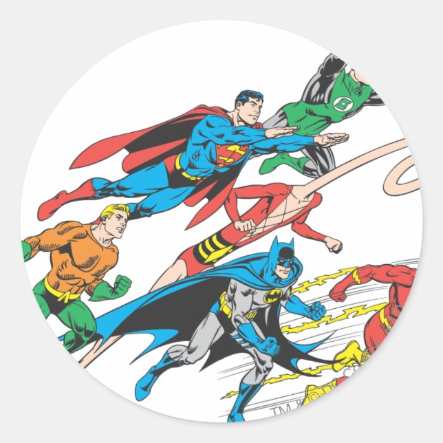 Sticker Rond Groupe 5 de la Justice League of America (Devant)