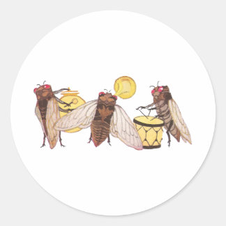 Sticker Rond Groupe canadien avec gong, trompette et tambour