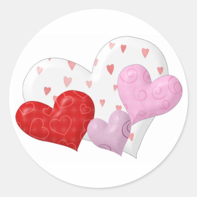 Sticker Rond Groupe de coeurs (Devant)