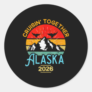 Sticker Rond Groupe de famille et d'amis assortis d'Alaska