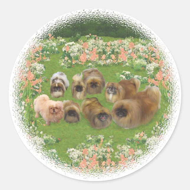 Sticker Rond Groupe de jardins (Devant)