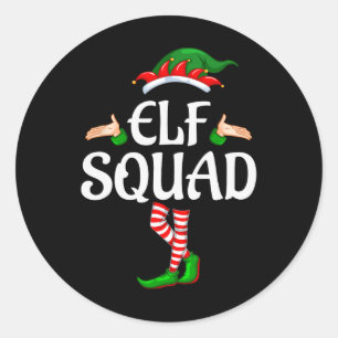 Sticker Rond Groupe de jumelage de la famille des elfes Noël 1