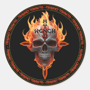 Sticker Rond Groupe de musique Heavy Metal Rock And Roll Crâne