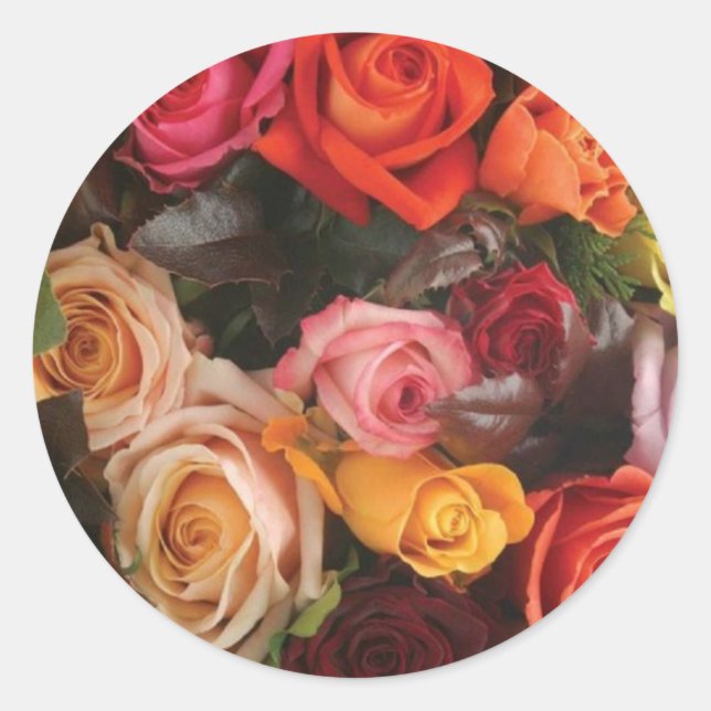 Sticker Rond Groupe De Roses (Devant)