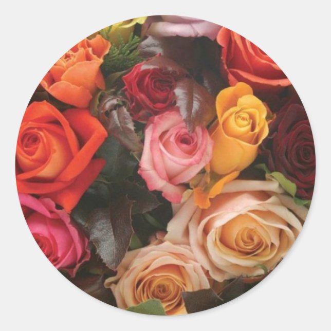 Sticker Rond Groupe De Roses (Devant)