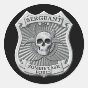 Sticker Rond Groupe de travail de zombi - insigne de sergent