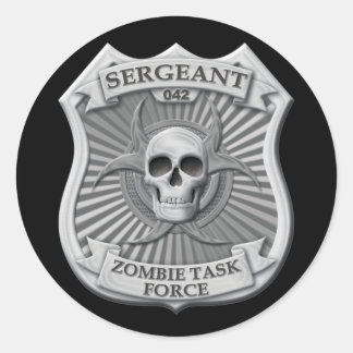 Sticker Rond Groupe de travail Zombie - Badge du sergent