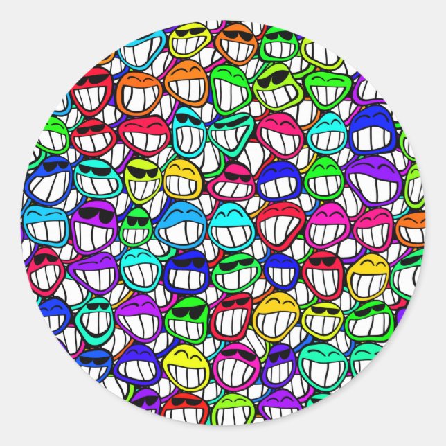 STICKER ROND GROUPE D'FACES COOL (Devant)