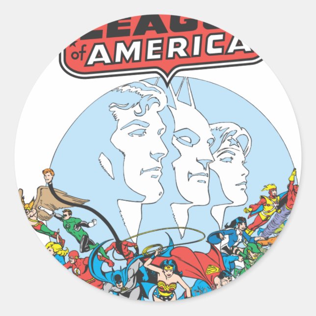 Sticker Rond Groupe Justice League of America (Devant)