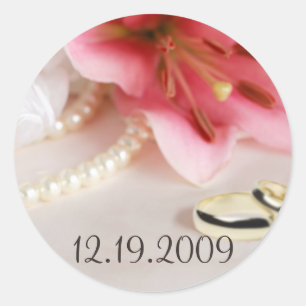 Sticker Rond Groupe mariage, lys & perles