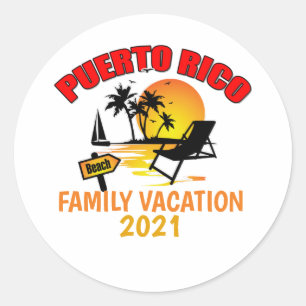 Sticker Rond Groupe Porto Rico Correspondant Vacances été perso