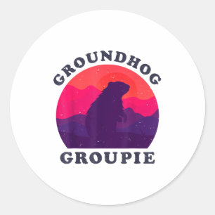 Sticker Rond Groupie de la marmotte Rétro Vintage 60s 70s 80s H