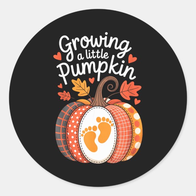 Sticker Rond Growing A Little Pumpkin Maternity Pregnancy Thank (Devant)
