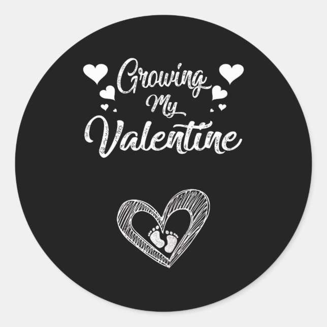 Sticker Rond Growing My Valentine Pregnancy New Mom Valentines  (Devant)