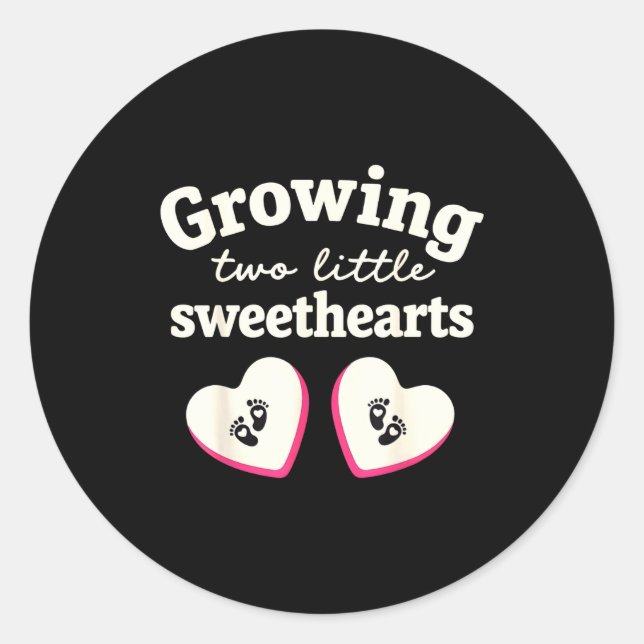 Sticker Rond Growing Two Little Sweethearts Valentines Pregnanc (Devant)