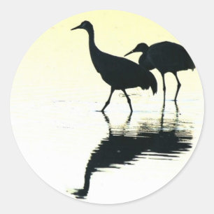 Sticker Rond Grue de Sandhill Oiseaux Animaux sauvages