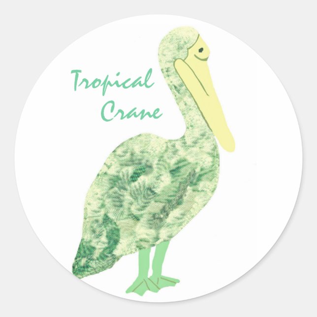 Sticker Rond Grue tropicale-Écru (Devant)