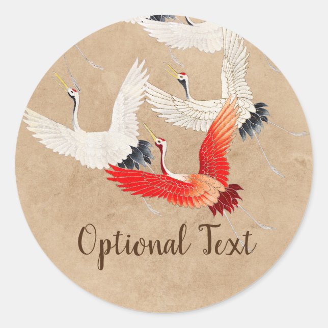 Sticker Rond Grues volantes japonaises (Devant)