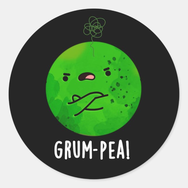 Sticker Rond Grum pea Funny Veggie Pun Dark BG (Devant)